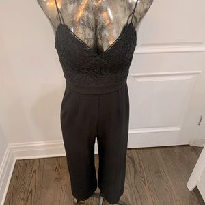 WAYF black lace cropped jumpsuit XS